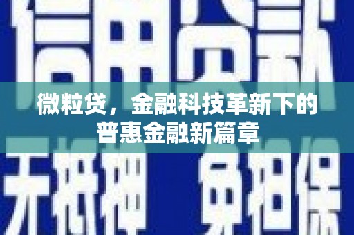 剑阁微粒贷，金融科技革新下的普惠金融新篇章